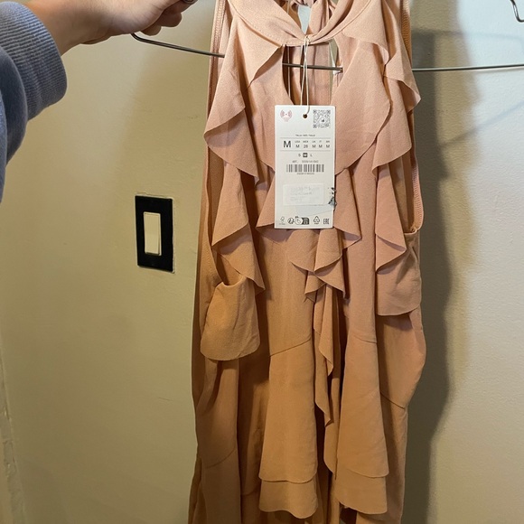 Zara Peach Ruffled Blouse - Picture 4 of 8